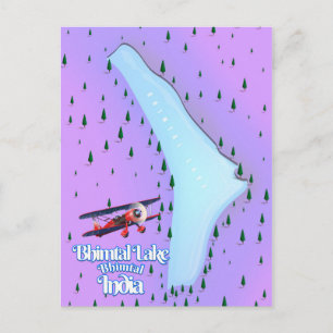 Postal Afiche de viaje del lago Bhimtal India.