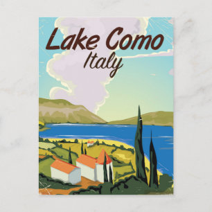 Postal Afiche de viaje del lago Como Italia