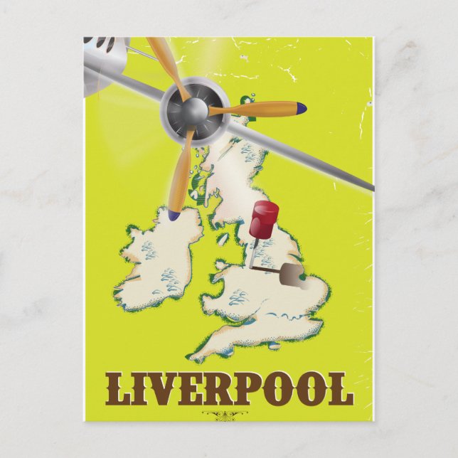Postal Afiche de Viaje del Liverpool Vintage (Anverso)