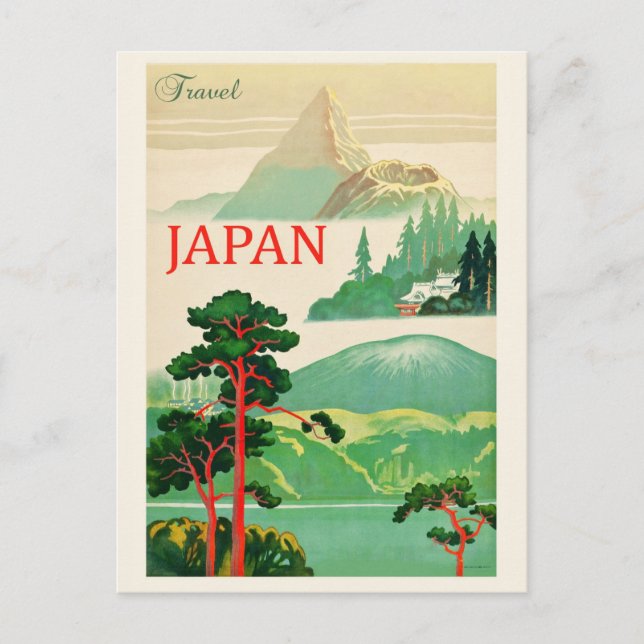 Postal Afiche de viaje del Monte Fuji en Japón (Anverso)