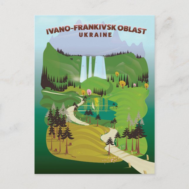 Postal Afiche de viaje del Óblast de Ivano-Frankivsk en U (Anverso)