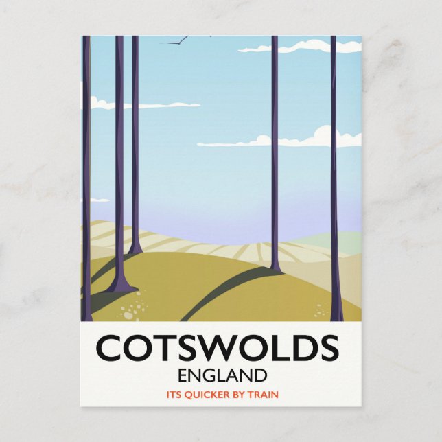 Postal Afiche de viaje del paisaje ferroviario de Cotswol (Anverso)