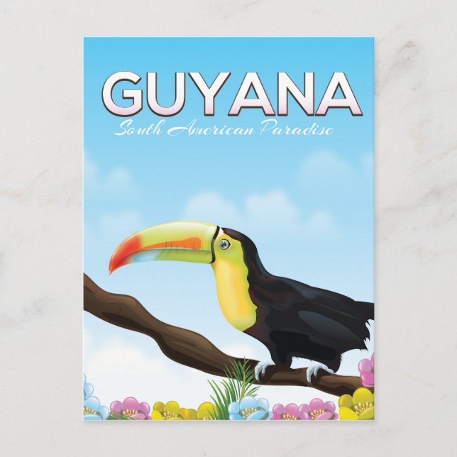 Postal Afiche de viaje del paraíso sudamericano de Guyana (Anverso)