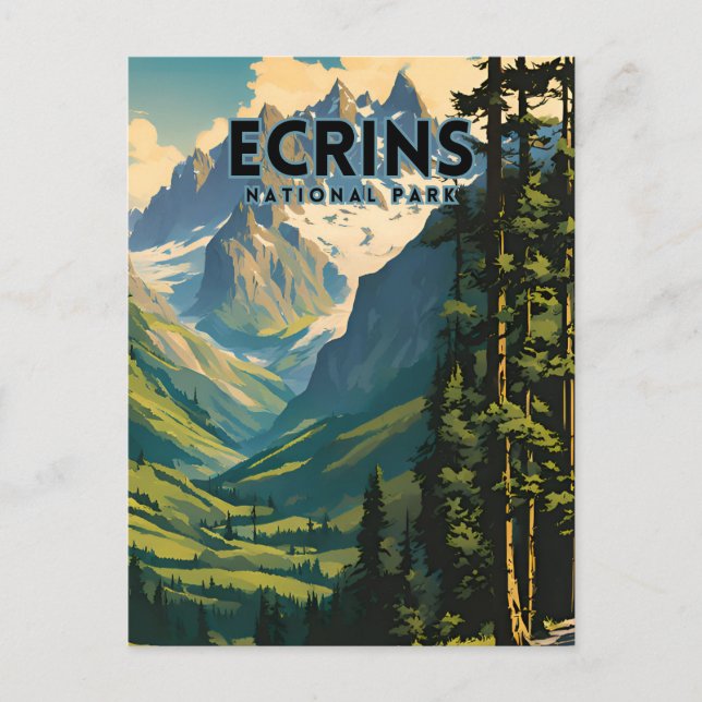 Postal Afiche de viaje del Parque Nacional Ecrins (Anverso)