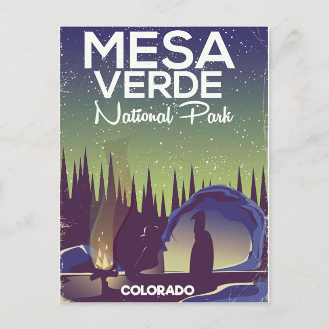 Postal Afiche de viaje del Parque Nacional Mesa Verde (Anverso)