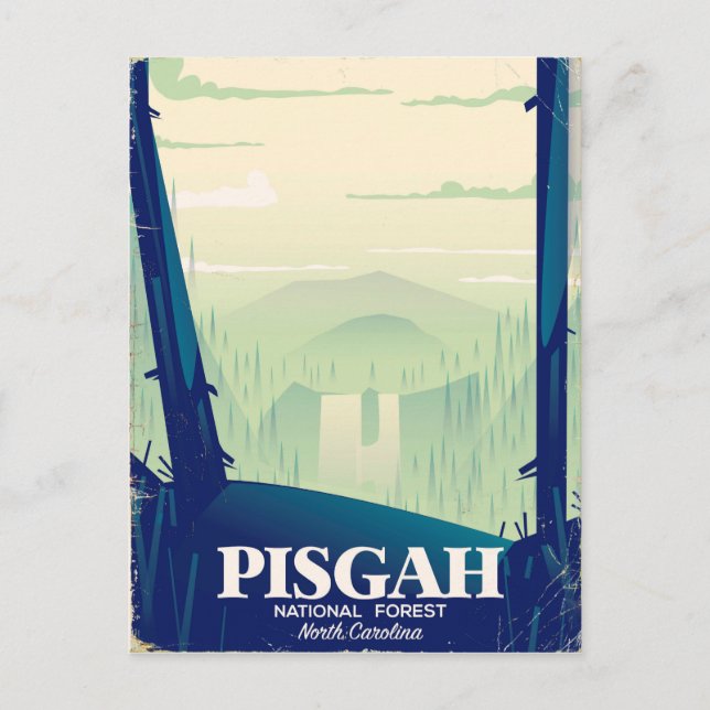Postal Afiche de viaje del parque nacional Pisgah de Caro (Anverso)