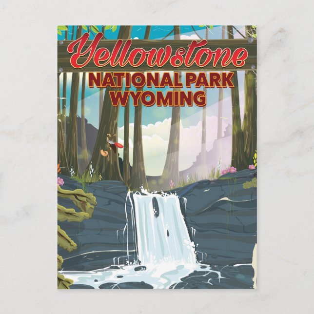 Postal Afiche de viaje del Parque Nacional Yellowstone, W (Anverso)