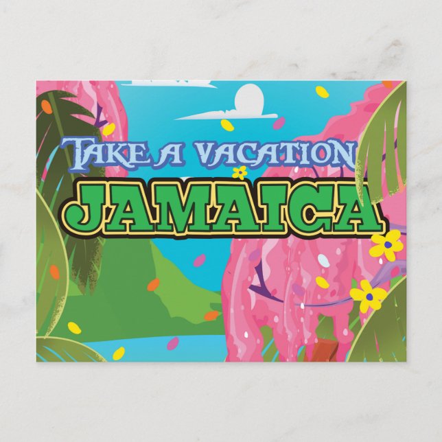 Postal Afiche de viaje del personalizado de Jamaica (Anverso)