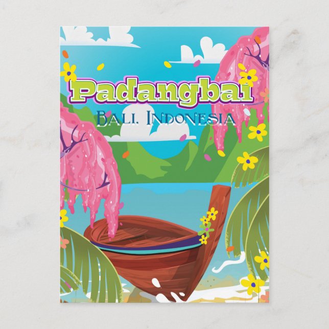 Postal Afiche de viaje del personalizado de Padangbai. (Anverso)