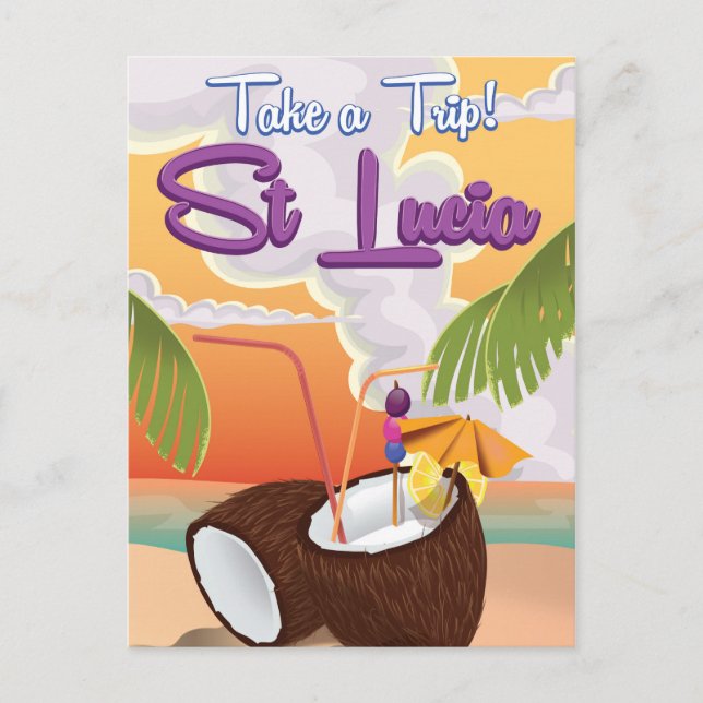 Postal Afiche de viaje del Personalizado de Santa Lucía. (Anverso)