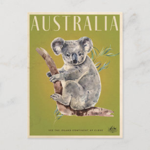 Postal Afiche de viaje del pintor australiano Koala