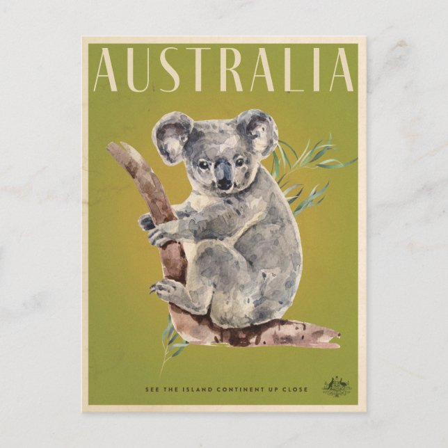 Postal Afiche de viaje del pintor australiano Koala (Anverso)