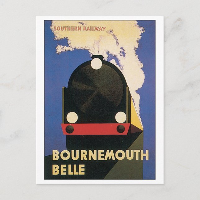 Postal Afiche de viaje del tren Bournemouth Belle Souther (Anverso)