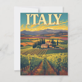 Postal Afiche de Viaje del Viñedo de la Toscana