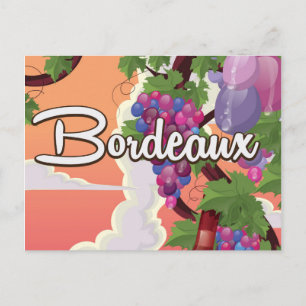 Postal Afiche de viaje del vino de la Francia de Burdeos