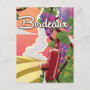 Postal Afiche de viaje del vino de la Francia de Burdeos