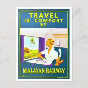Postal Afiche de viaje del Vintage Malayan Railway