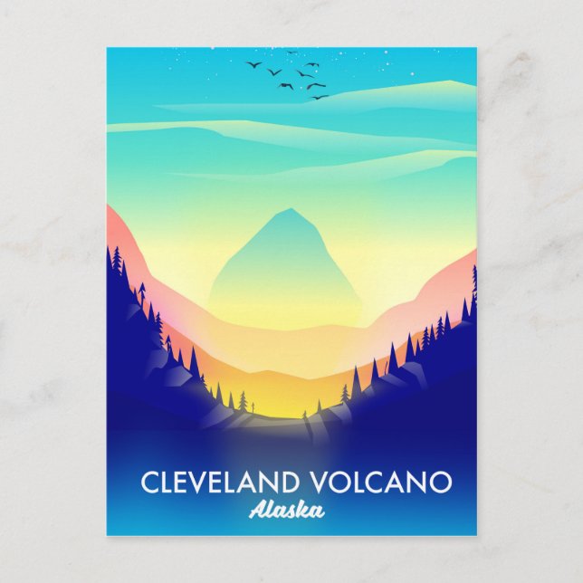Postal Afiche de viaje del volcán Cleveland (Anverso)