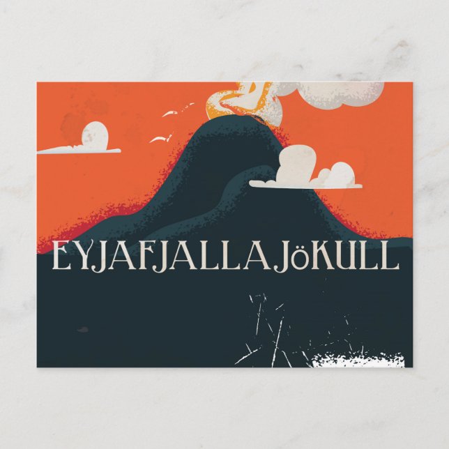 Postal Afiche de viaje del volcán Eyjafjallajökull (Anverso)