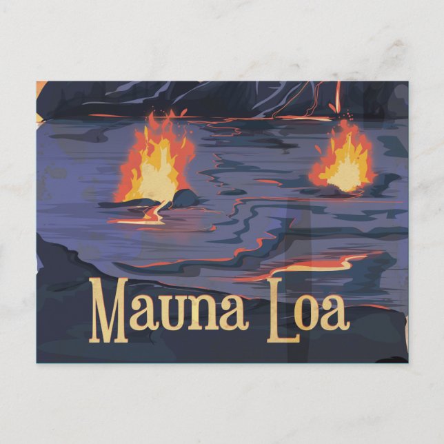Postal Afiche de viaje del volcán Mauna Loa (Anverso)