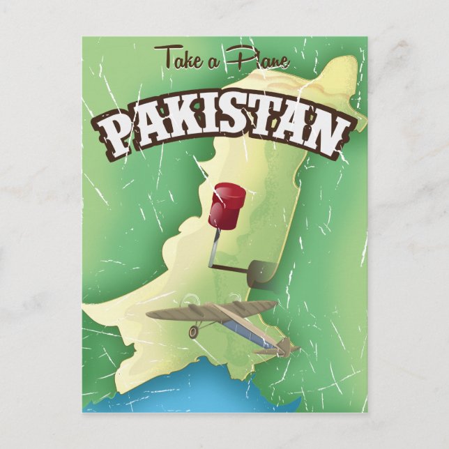 Postal Afiche de viaje en avión de Pakistán (Anverso)