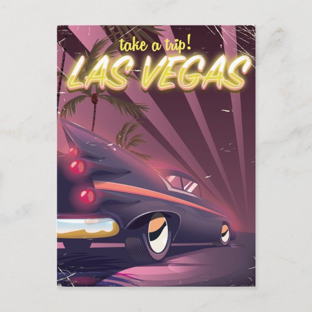 Postal Afiche de viaje en coche del Clásico de Las Vegas (Anverso)