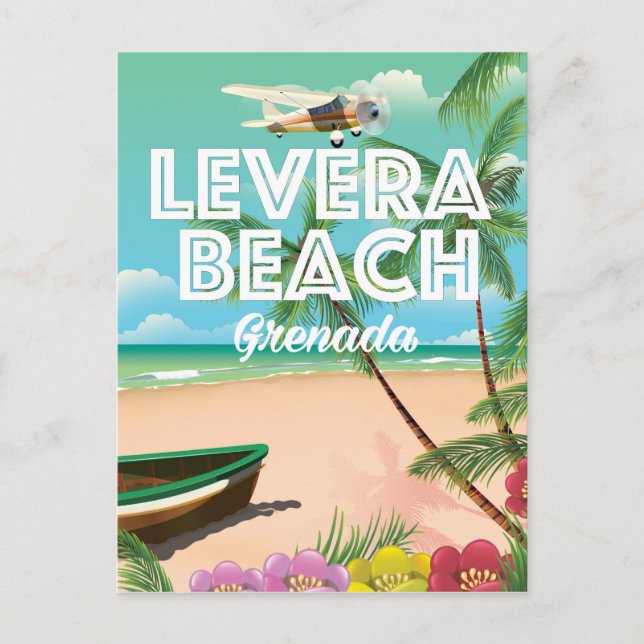 Postal Afiche de viaje en la playa de Granada levera (Anverso)