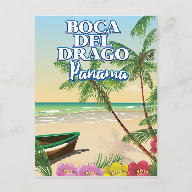 Postal Afiche de viaje en la playa de Panamá de Boca del  (Anverso)