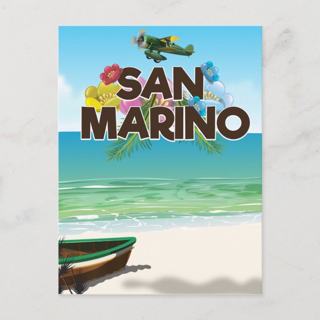 Postal Afiche de viaje en la playa de San Marino (Anverso)