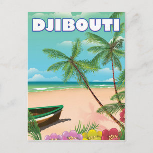 Postal Afiche de viaje en la playa de Yibuti