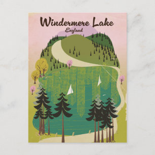 Postal afiche de viaje en lago windermere