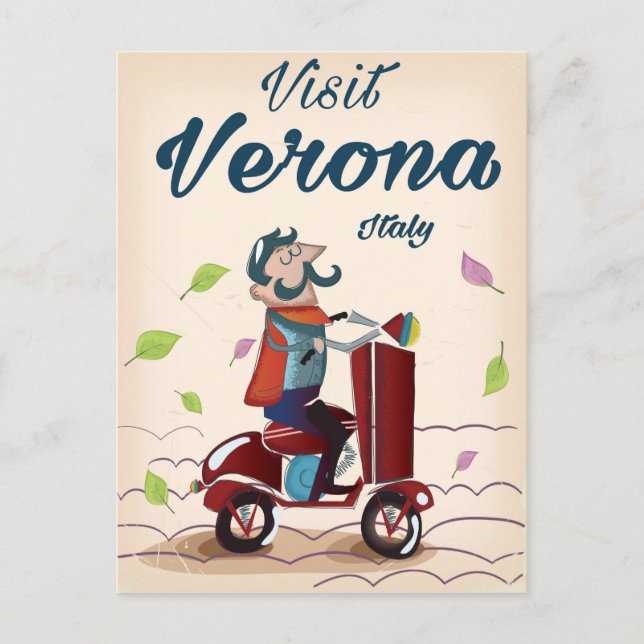 Postal Afiche de viaje en motocicleta de Verona (Anverso)