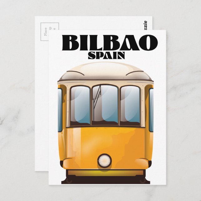Postal Afiche de viaje en tranvía de Bilbao España (Anverso / Reverso)
