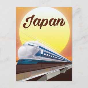 Postal Afiche de viaje en tren de bala de Japón