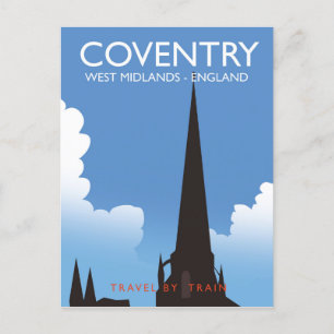 Postal Afiche de viaje en tren de Coventry West Midlands 