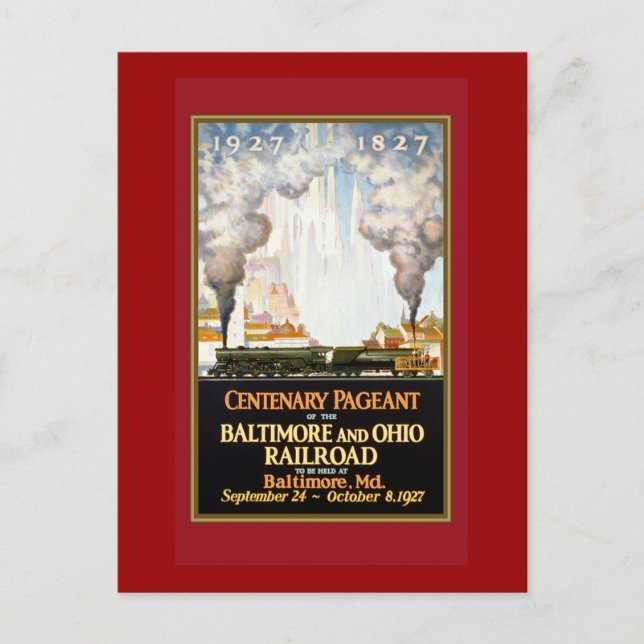 Postal Afiche de viaje en tren de época (Anverso)