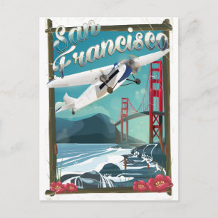 Postal Afiche de viaje en vuelo de San Francisco