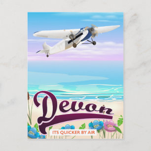 Postal Afiche de viaje en vuelo vintage de Devon