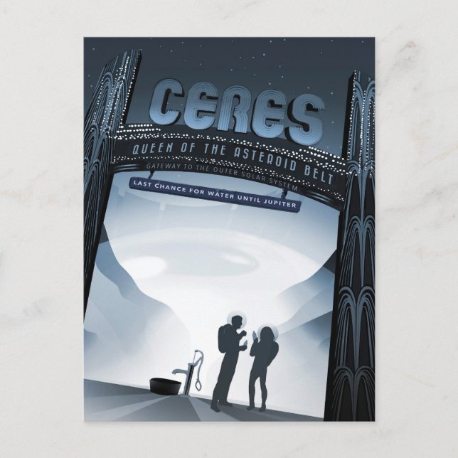 Postal Afiche de viaje espacial retro-Ceres de planeta en (Anverso)