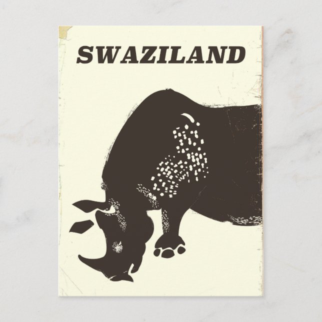 Postal Afiche de viaje estilo Rhino de Suazilandia (Anverso)