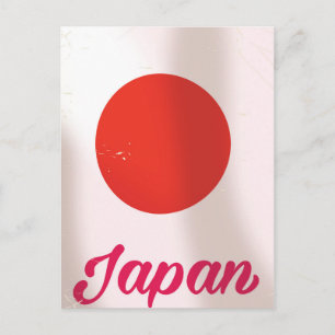 Postal Afiche de viaje estilo vintage de Japan Rising Sun