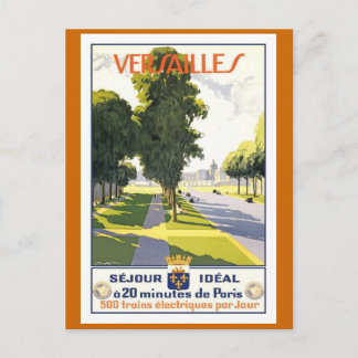 Postal Afiche de viaje francés de Versailles Vintage