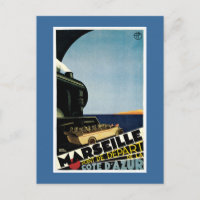 Afiche de viaje francés Marseille Vintage