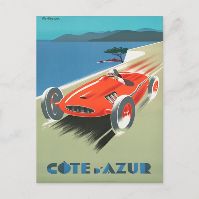 Postal Afiche de viaje francés por la Costa Azul (Anverso)