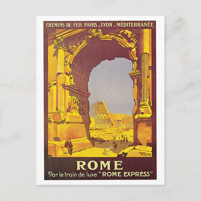 Postal Afiche de viaje francés "Roma" (Anverso)
