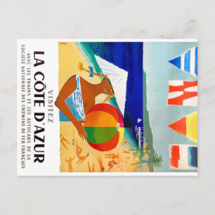 Postal Afiche de viaje francés Visitez La Cote D'Azur 195