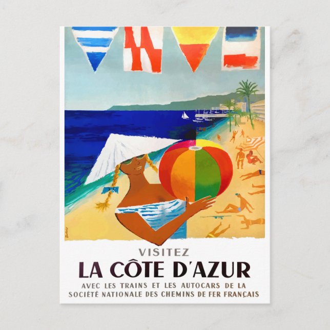 Postal Afiche de viaje francés Visitez La Cote D'Azur 195 (Anverso)