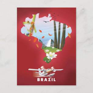 Postal Afiche de viaje ilustrado por Brasil.
