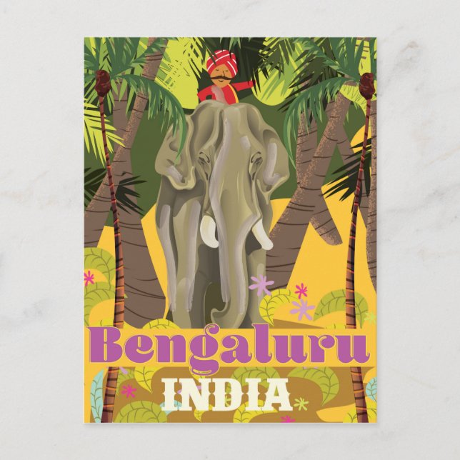 Postal Afiche de viaje indio de Bengaluru (Anverso)
