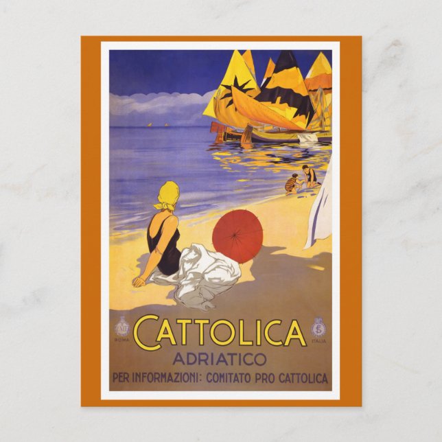 Postal Afiche de viaje italiano "Cattolica" (Anverso)